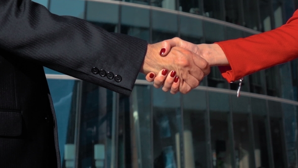 Business Man And Woman Shaking Hands