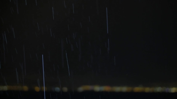 Rain And Distant Night City Lights