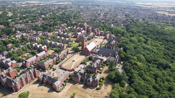 Repton Park Woodford Green East London UK panning drone aerial view