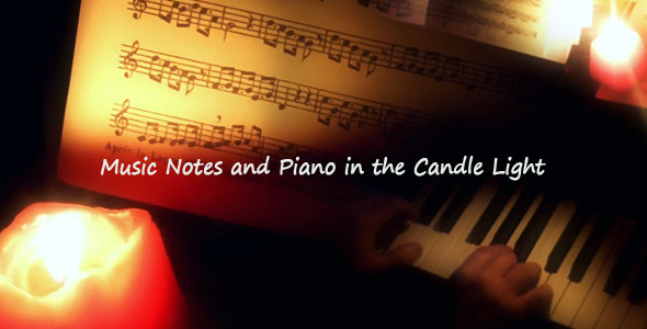 Music Notes And Piano In The Candle Light