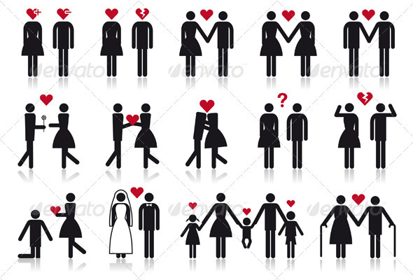 People In Love, Vector Icon Set
