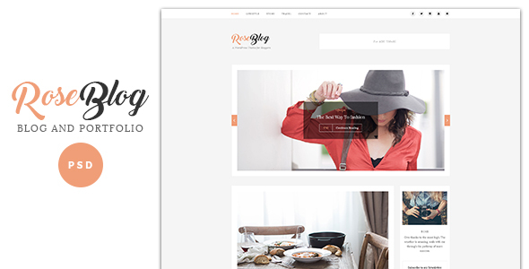 Rose - Elegant Blog and Portfolio PSD Template