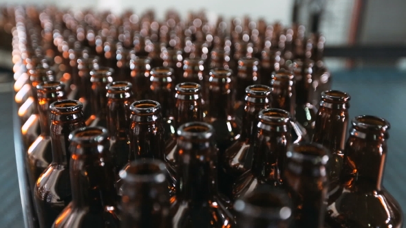 Line Supply Of Bottles At The Brewery