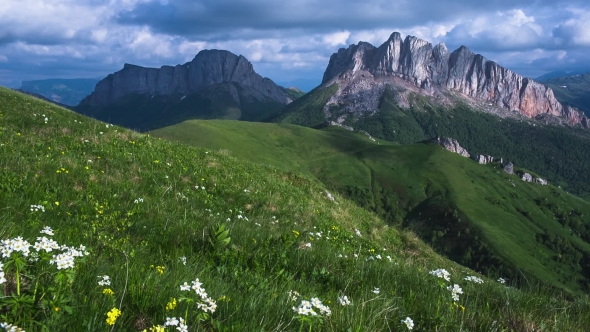 Mountains Of The Caucasus With Mount Acheshbok