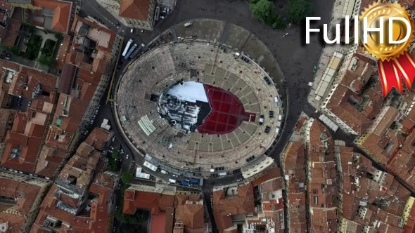 Aerial View of the City Centre of Verona and the