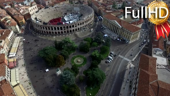 Aerial View of the City Centre of Verona 