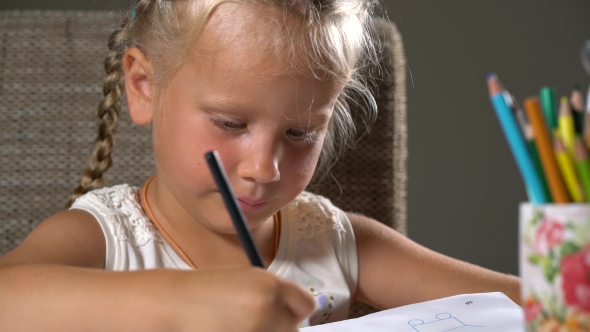 Four-year Girl Performs Educational Tasks