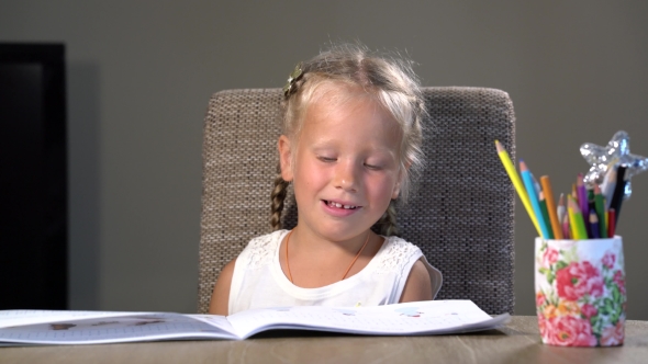 Four-year Girl Performs Educational Tasks