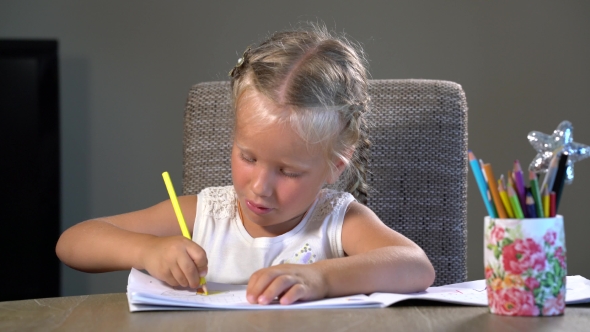 Four-year Girl Performs Educational Tasks