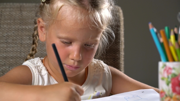 Four-year Girl Performs Educational Tasks