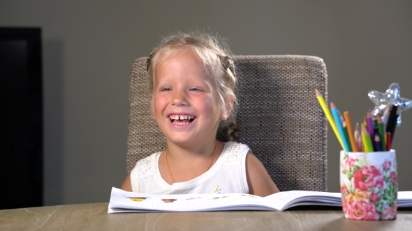 Four-year Girl Performs Educational Tasks