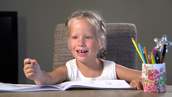 Four-year Girl Performs Educational Tasks