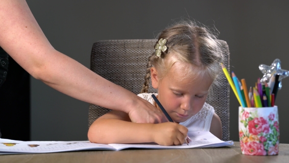 Four-year Girl Performs Educational Tasks