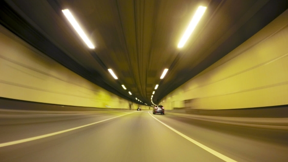 Fast City Drive Night Road Tunnel POV