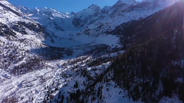 Piz Bernina in Switzerland in Winter