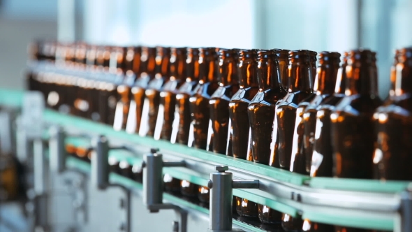 Bottles On Conveyor Line