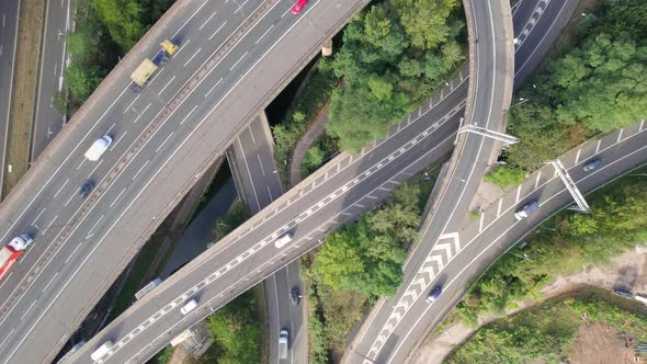 Time Lapse of Vehicles Driving Navigating a Spaghetti Interchange Road System