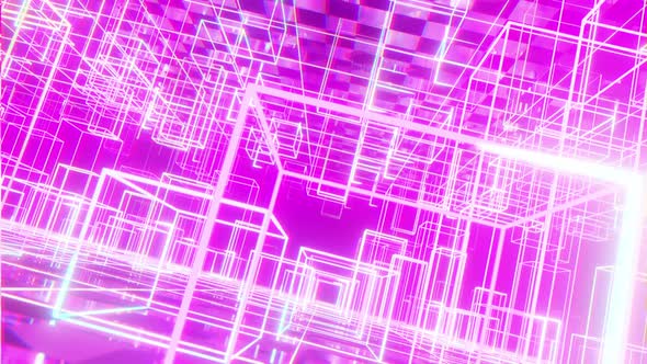 Abstract Cyber Cubic Style Glow Neon 04 4K alt