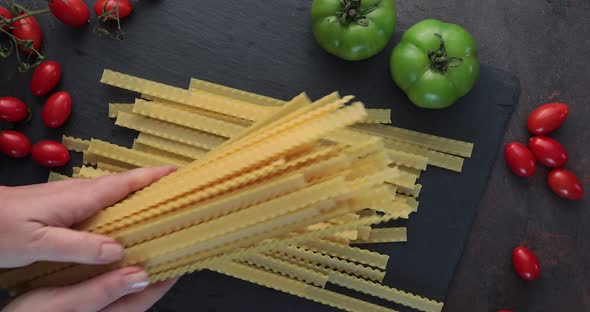 Bunch of reginette pasta