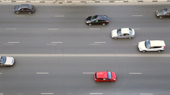 Cars Driving on a Multilane Road