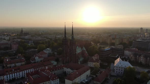 The Cathedral of St. John the Baptist in Wroclaw, Poland during sunrise