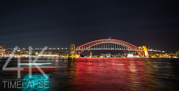 Sydney Harbour Bridge Colorful Lights 2