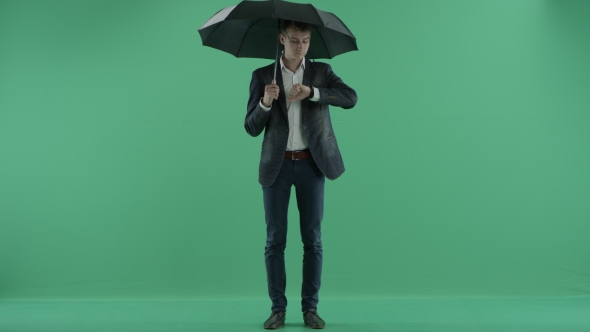 a Man With Umbrella