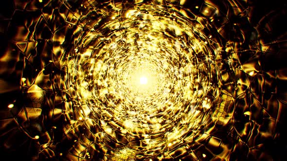 Abstract Glittering Gold Tunnel Background Loop 4K