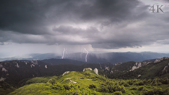 Thunderstorm with Lightens in the Mountains