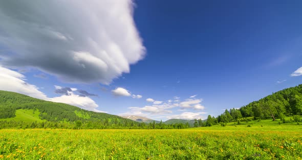 Mountain Meadow Timelapse at the Summer or Autumn Time