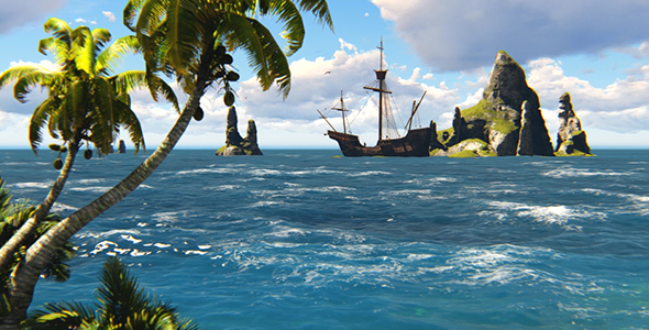 Pirate Ship and a Tropical Island