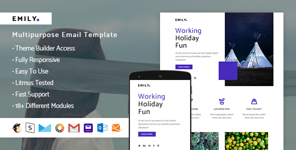 Emily – Responsive HTML Email + StampReady, MailChimp & CampaignMonitor compatible files