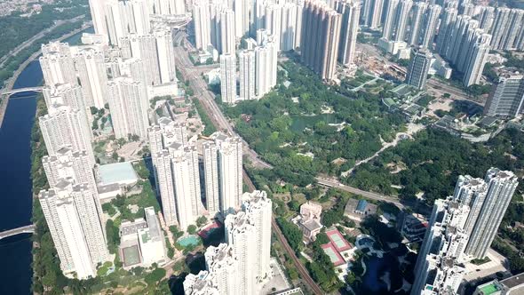 drone flying over Hong Kong