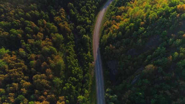 Aerial Video of Mountains Road and Summer Forest