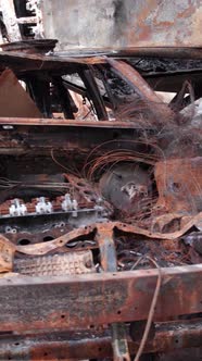 Vertical Video of the War in Ukraine  Destroyed Cars