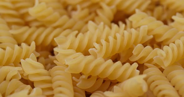 Dry uncooked fusilli close up