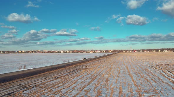 Flight Over Winter Fields and Forests in the Suburbs of St. Petersburg 26