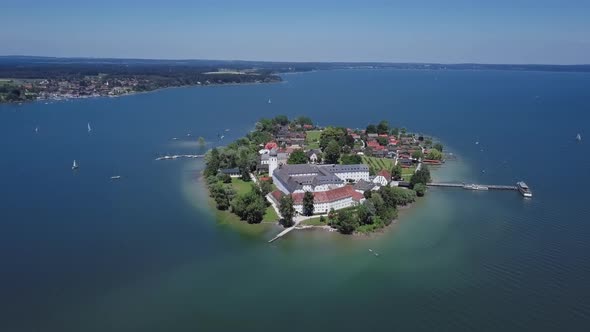 Aerial View of Frauenchiemsee (Fraueninsel), Germany