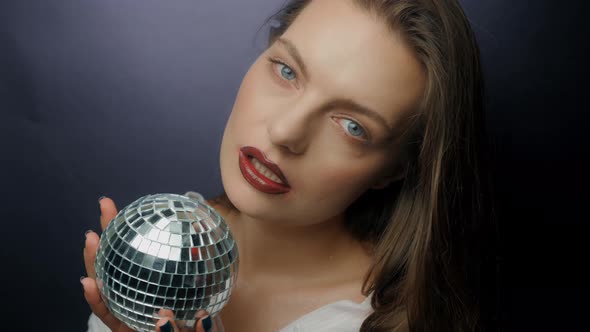 Charming Girl And Disco Ball 4K