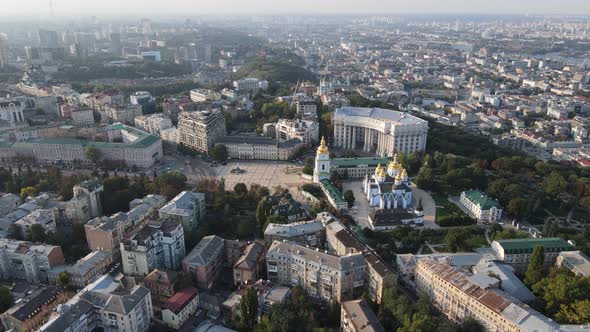 Cityscape of Kyiv, Ukraine. Aerial View, Slow Motion