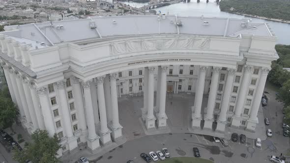 Kyiv. Ukraine: Ministry of Foreign Affairs of Ukraine. Aerial View. Flat, Gray