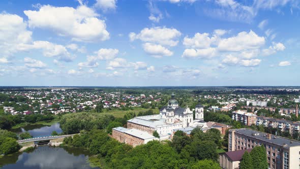 The Monastery of the Bare Carmelites in Berdichev Aerial Day Panorama View