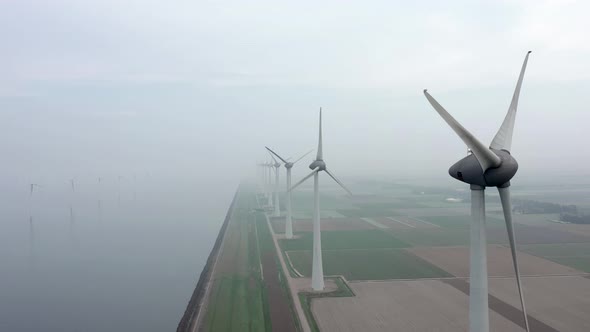 Aerial View of a Giant Wind Farm Used for Renewable Energy