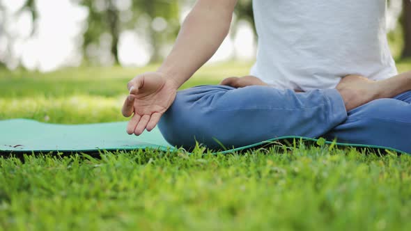 Young man practicing yoga