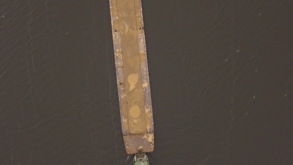 Aerial view:Barge On The River.