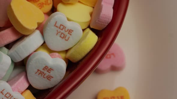 Rotating stock footage shot of Valentine's Day candy 