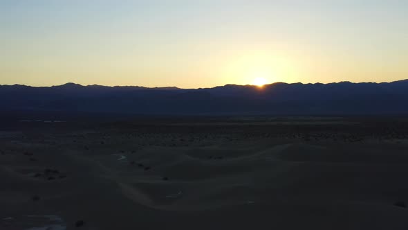 Spectacular view of sand dunes in Death Valley in the evening. Aerial