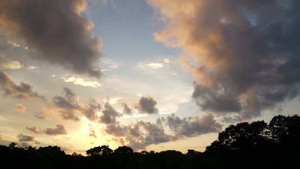 Beautiful drifting clouds on sunset