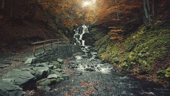 Nice Wild Natural Park Hill Waterfall Aerial View