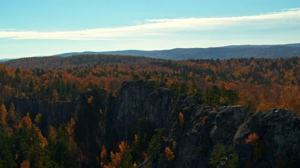 Aerial View of the Valley of the Autumn Forest